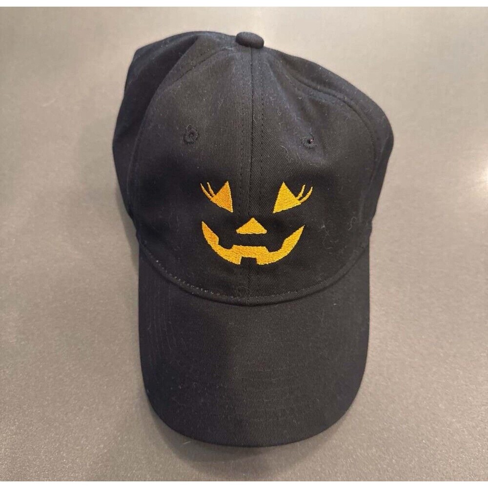 Carved Pumpkin Hat 2042 - Embroidered Adjustable Halloween Cap